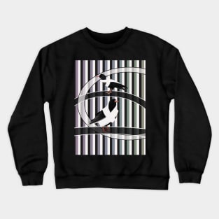 Cornish Choughs on a Stripy Background Crewneck Sweatshirt